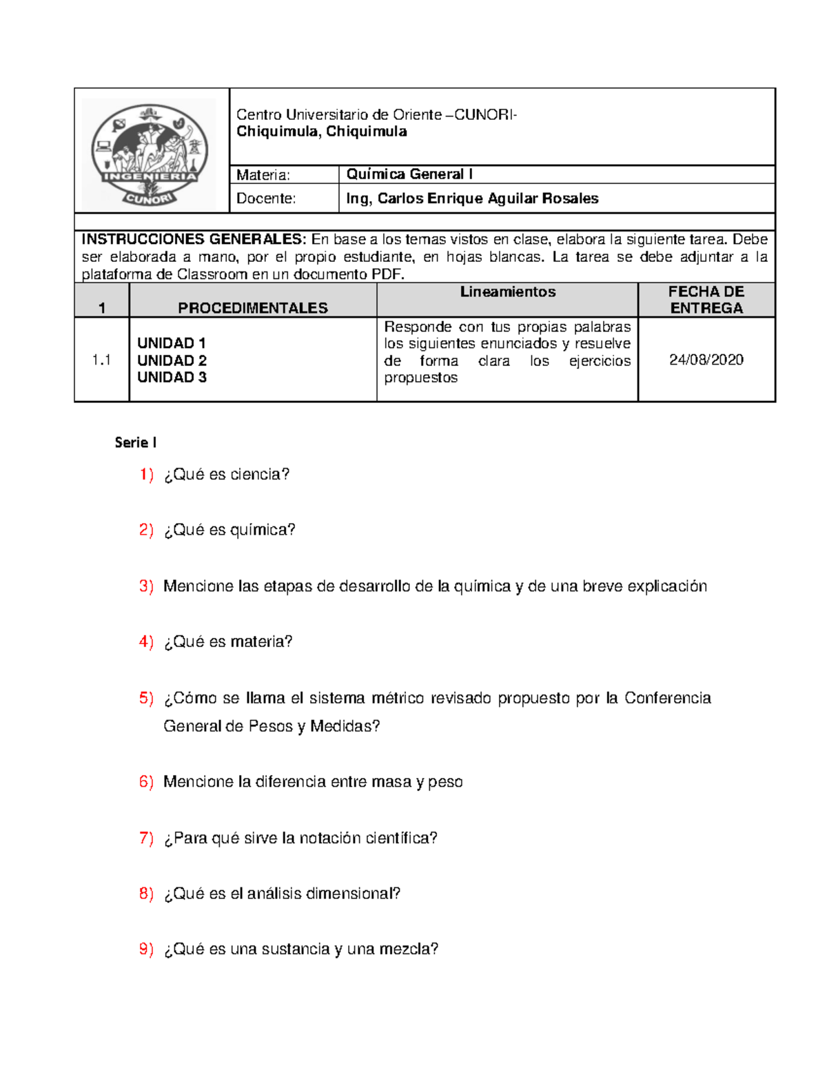 Tarea Preparatoria Primer Parcial - Serie I 1) ¿Qué Es Ciencia? ¿Qué Es ...