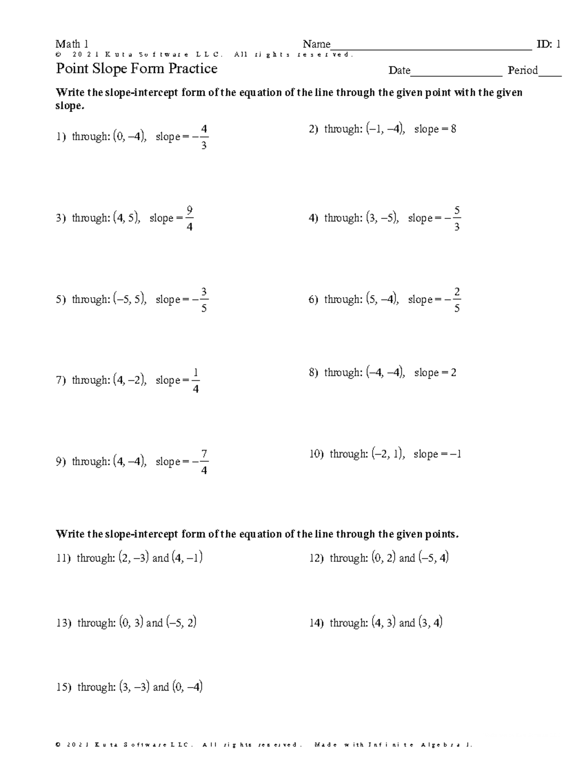 Point Slope Form Practice I H T Z U Dkauwtjat