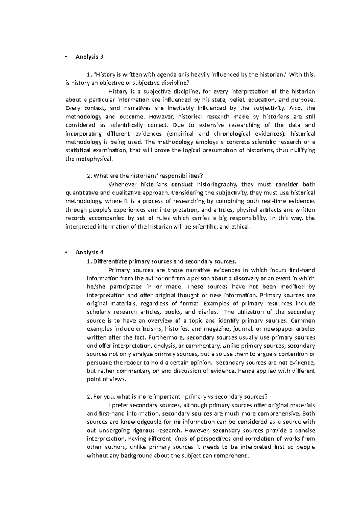 Historian responbilities, Undersstanding history and secondary and ...