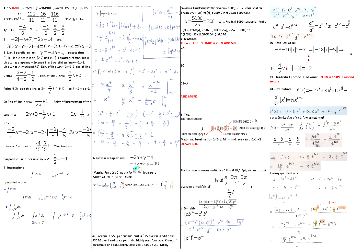 Cheat Sheet Mas164 For Studocu - 12-16 8+3 = 12-2+3. (12-16) (8+3)=-4  