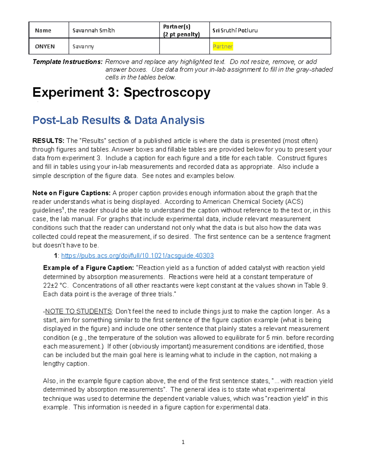 PostLab+Expt+3++Spectroscopy Name Savannah Smith Partner(s) (2 pt