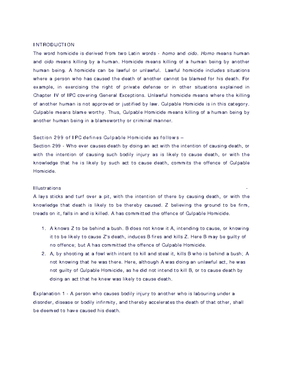 Homicide and Murder - IPC, BNS - INTRODUCTION The word homicide is ...