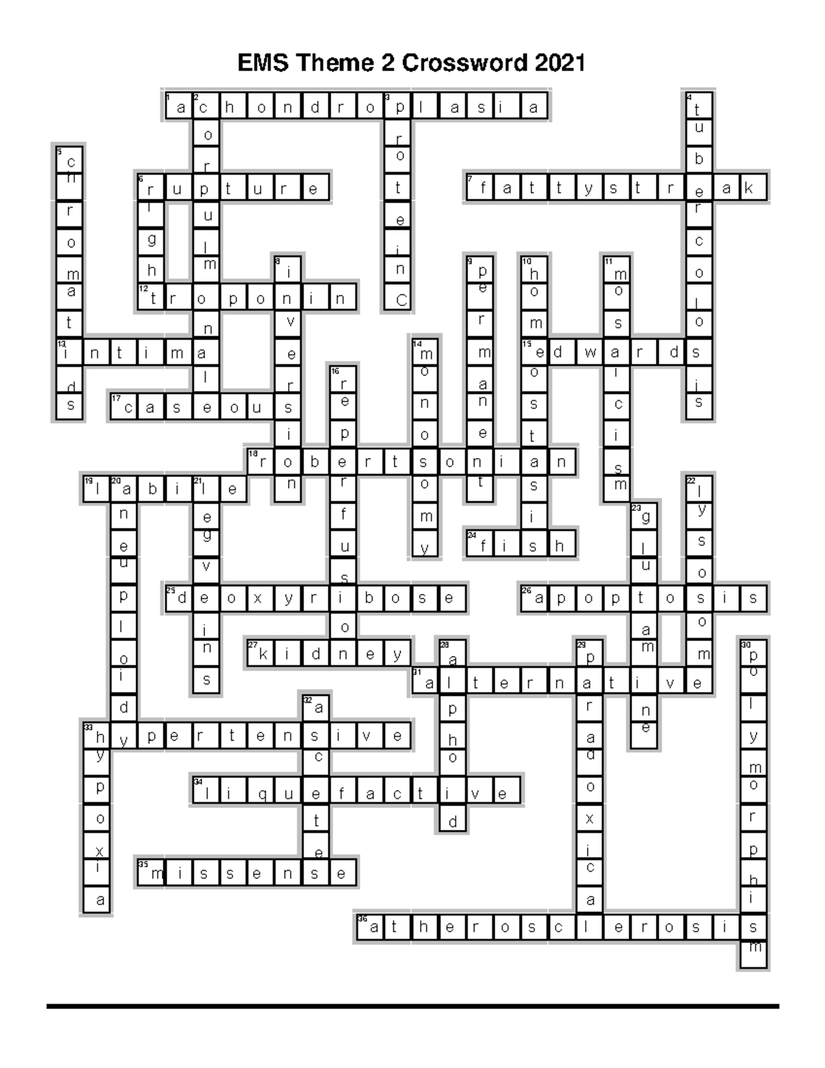 EMS Theme 2 Blank Crossword 2021 EMS Theme 2 Crossword 2021 1 2 3 4 5