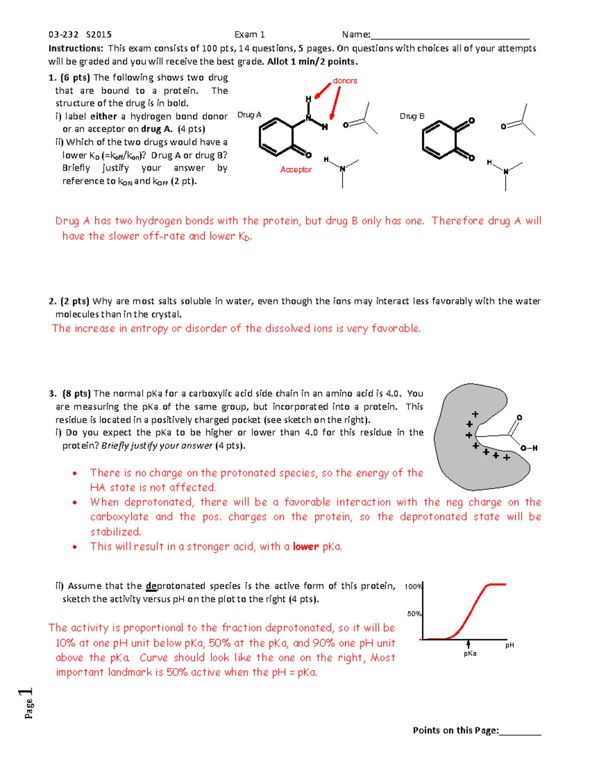Exam1ans 2015 biochem - practise set - Page 1 Instructions: This exam ...