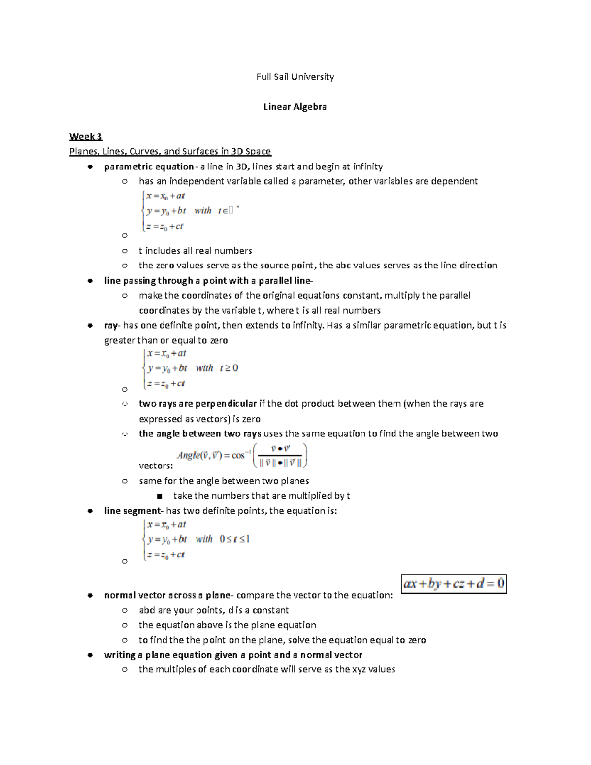 Linear Algebra Week 3 & 4 - Full Sail University Linear Algebra Week 3 ...