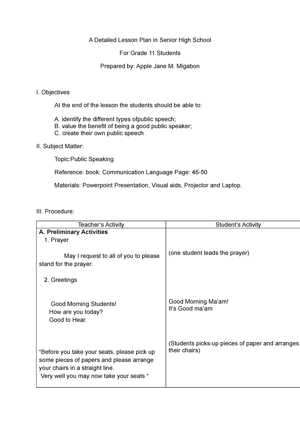 A Detailed Lesson Plan in English - A Detailed Lesson Plan in Senior ...