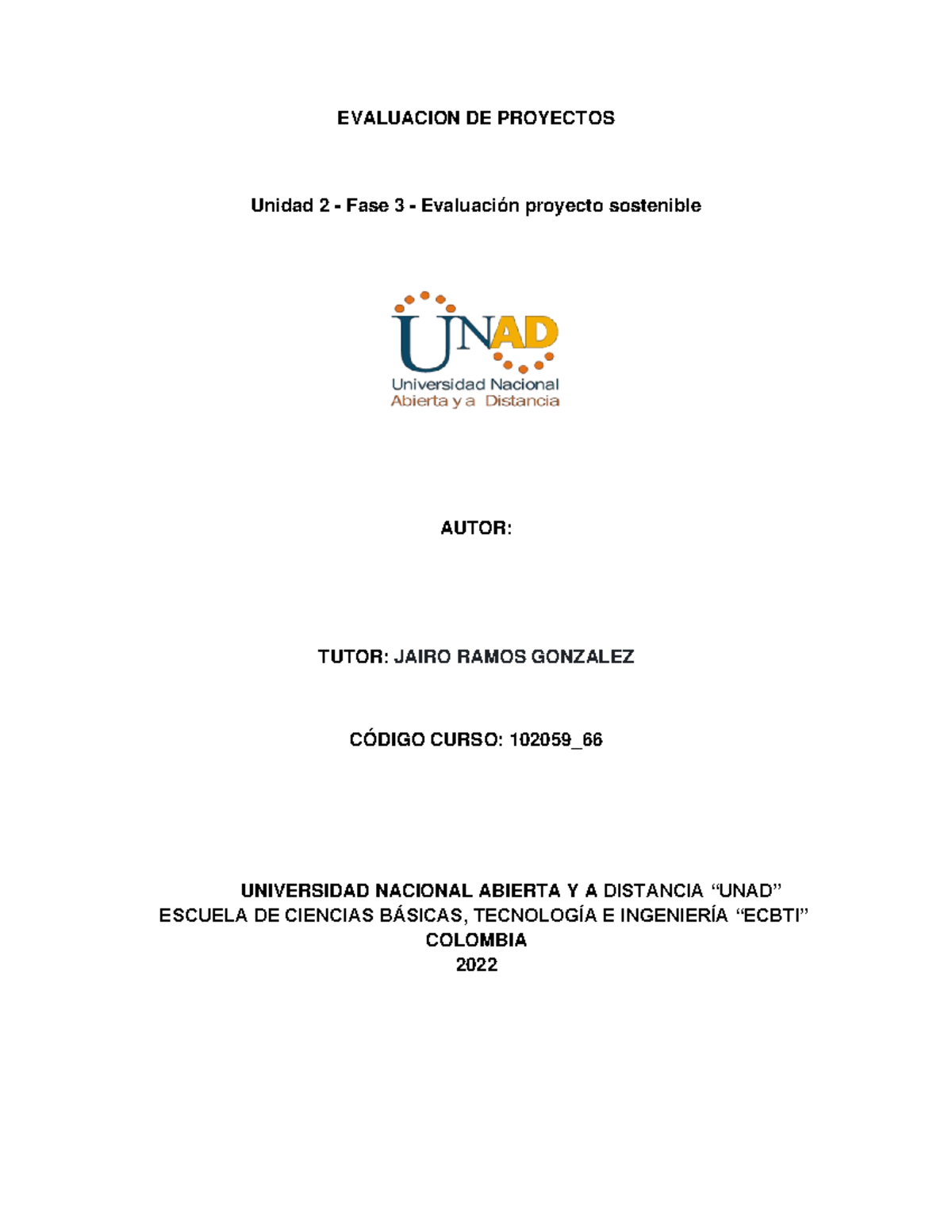 Unidad Fase Proyectos Evaluacion De Proyectos Unidad Fase