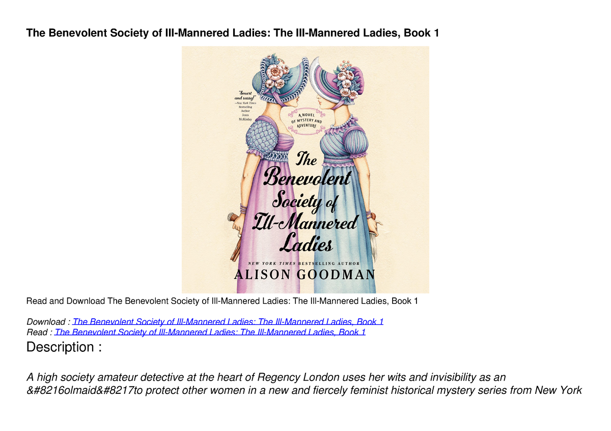 [PDF READ ONLINE] The Benevolent Society Of Ill-Mannered Ladies: The ...