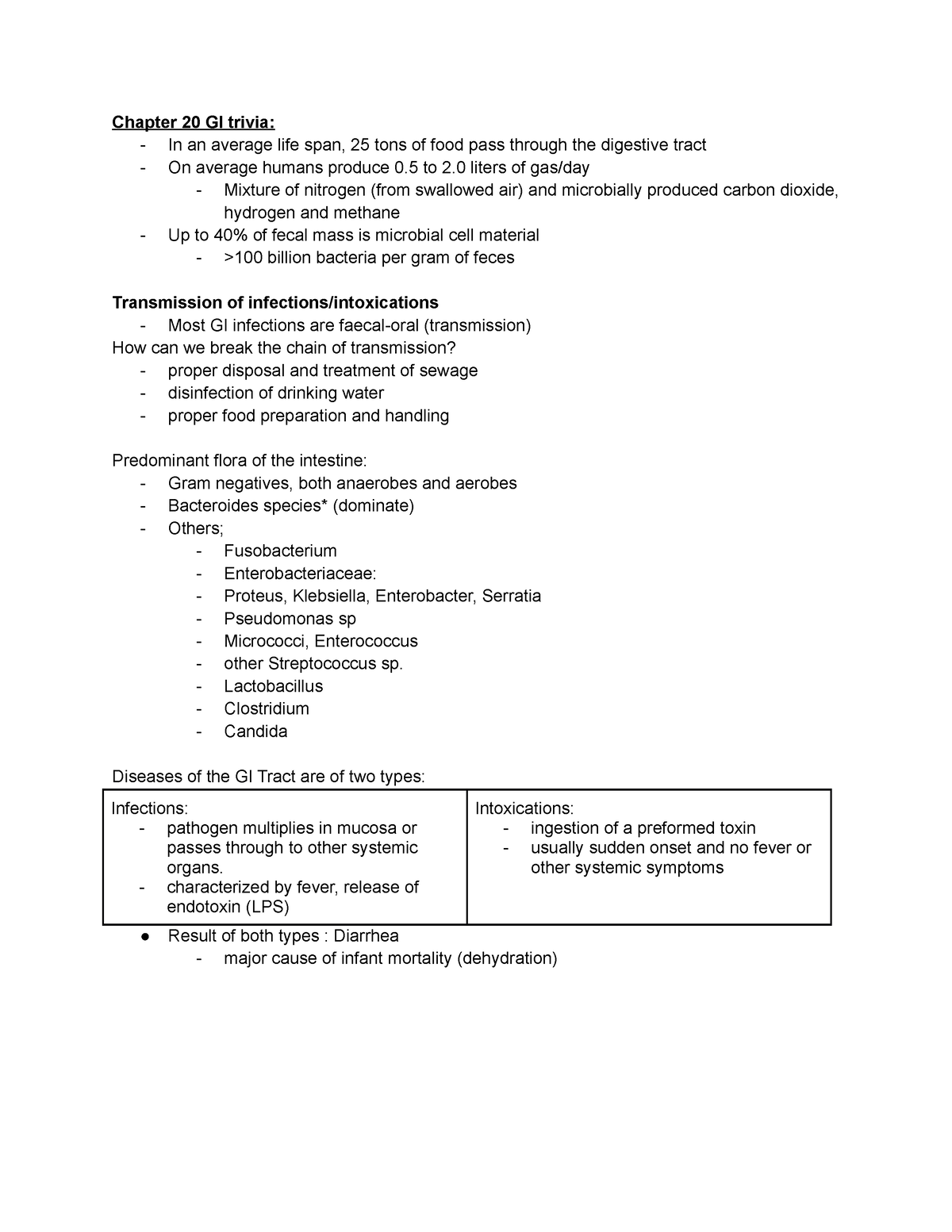 4 MMI 133 - stuff - Chapter 20 GI trivia: - In an average life span, 25