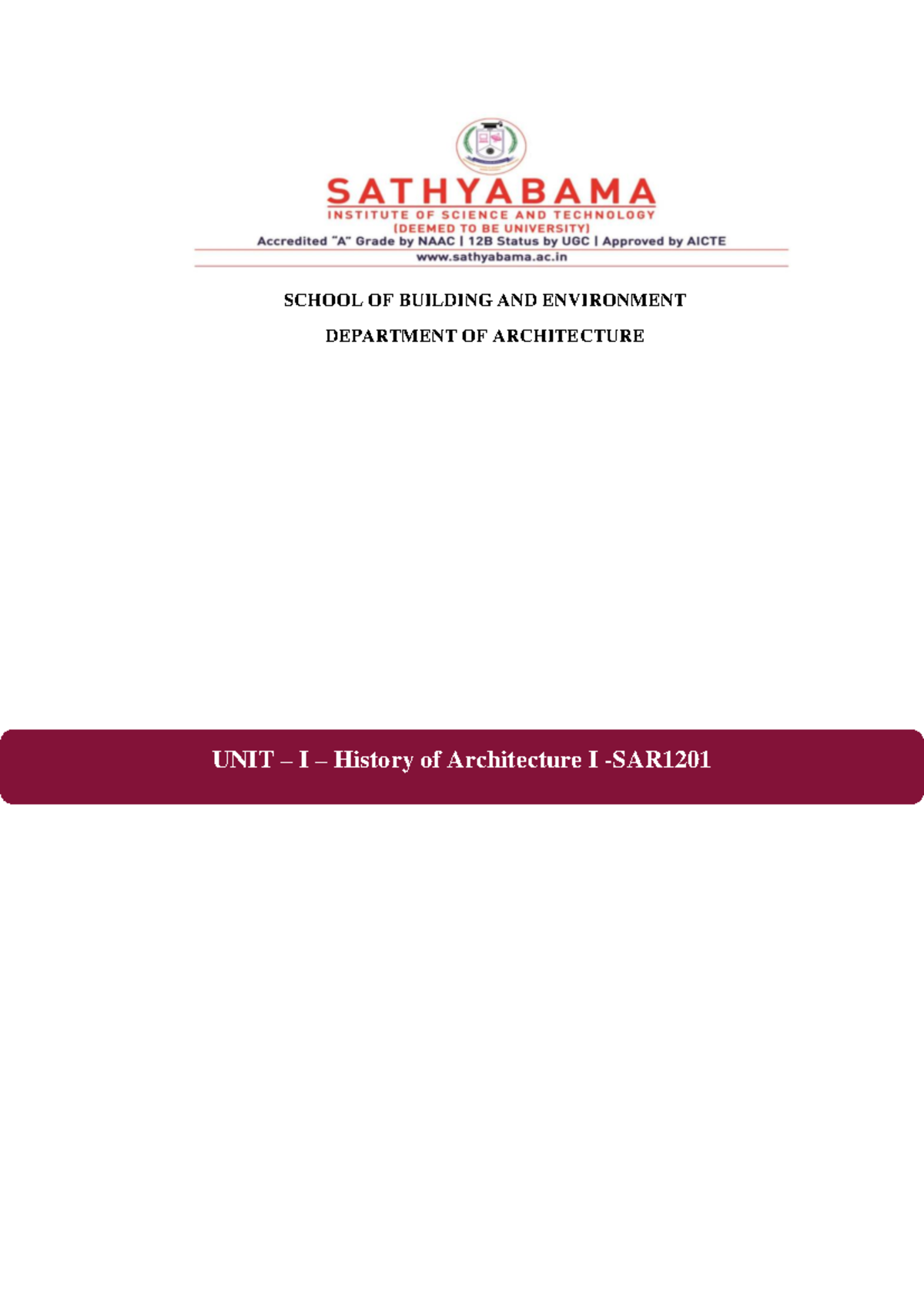 SAR1201 - For revision - SCHOOL OF BUILDING AND ENVIRONMENT DEPARTMENT ...