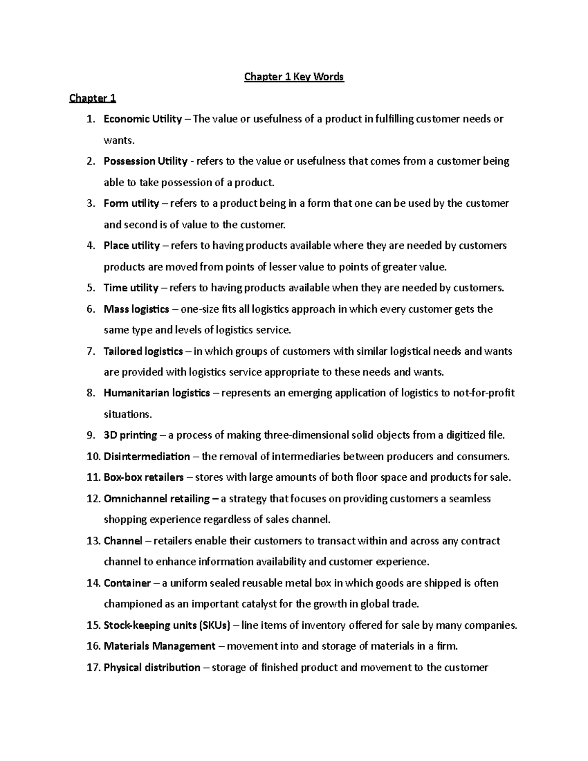 Chapter 1 Key Words Lecture notes 1 Chapter 1 Key Words Chapter 1