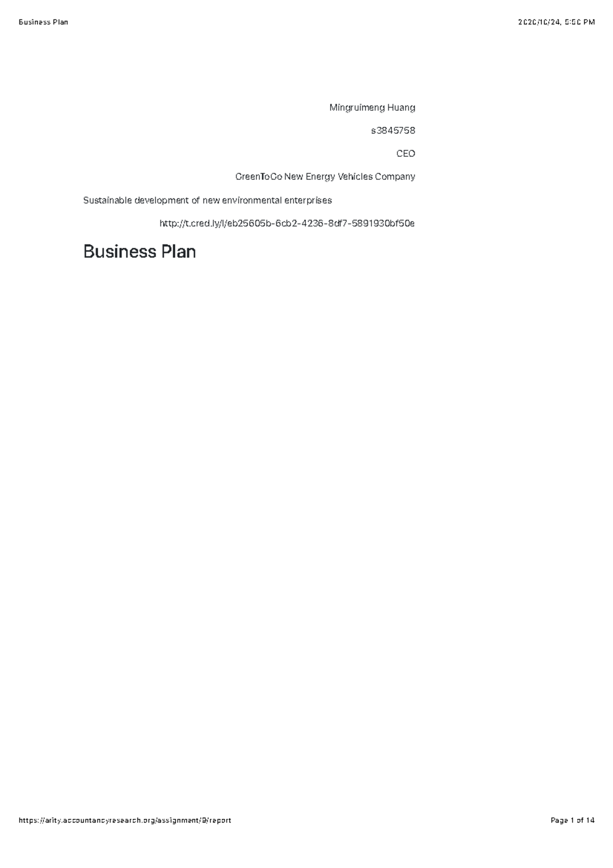 Business Plan - Final assignment - ACCT2060 - Studocu