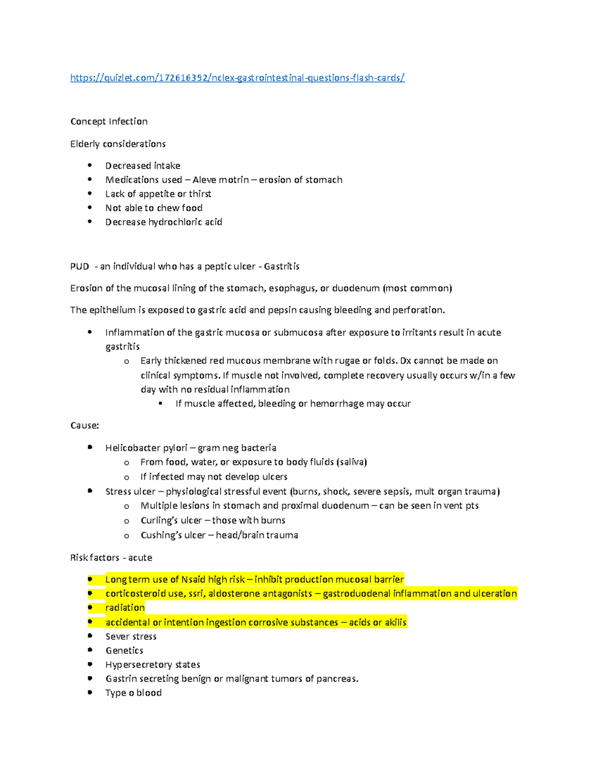 GI - Notes For GI System Disorders - Quizlet/172616392/nclex ...