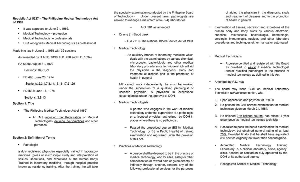 Chapter 4 - R.A. no. 5527 - Bsmls 2B - Republic Act 5527 – The ...