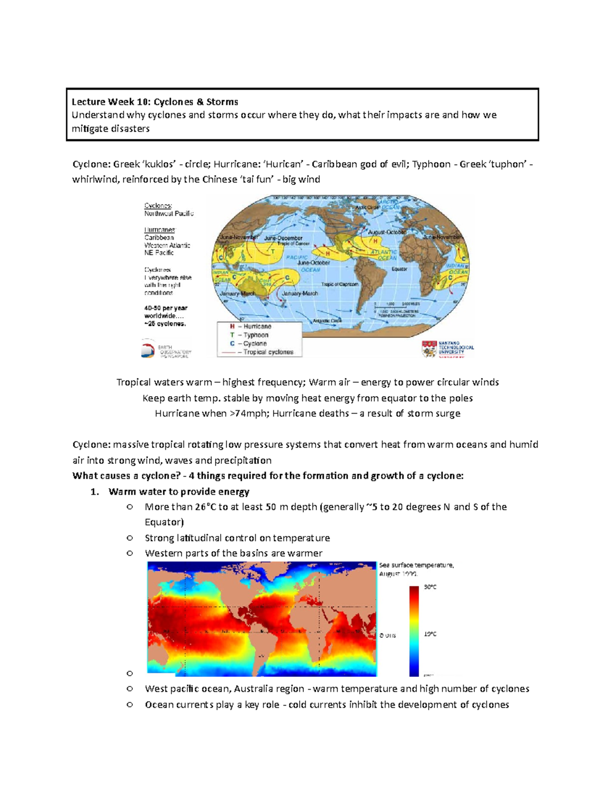 ES8001 Week 10 Cyclones - Lecture Week 10: Cyclones & Storms Understand ...