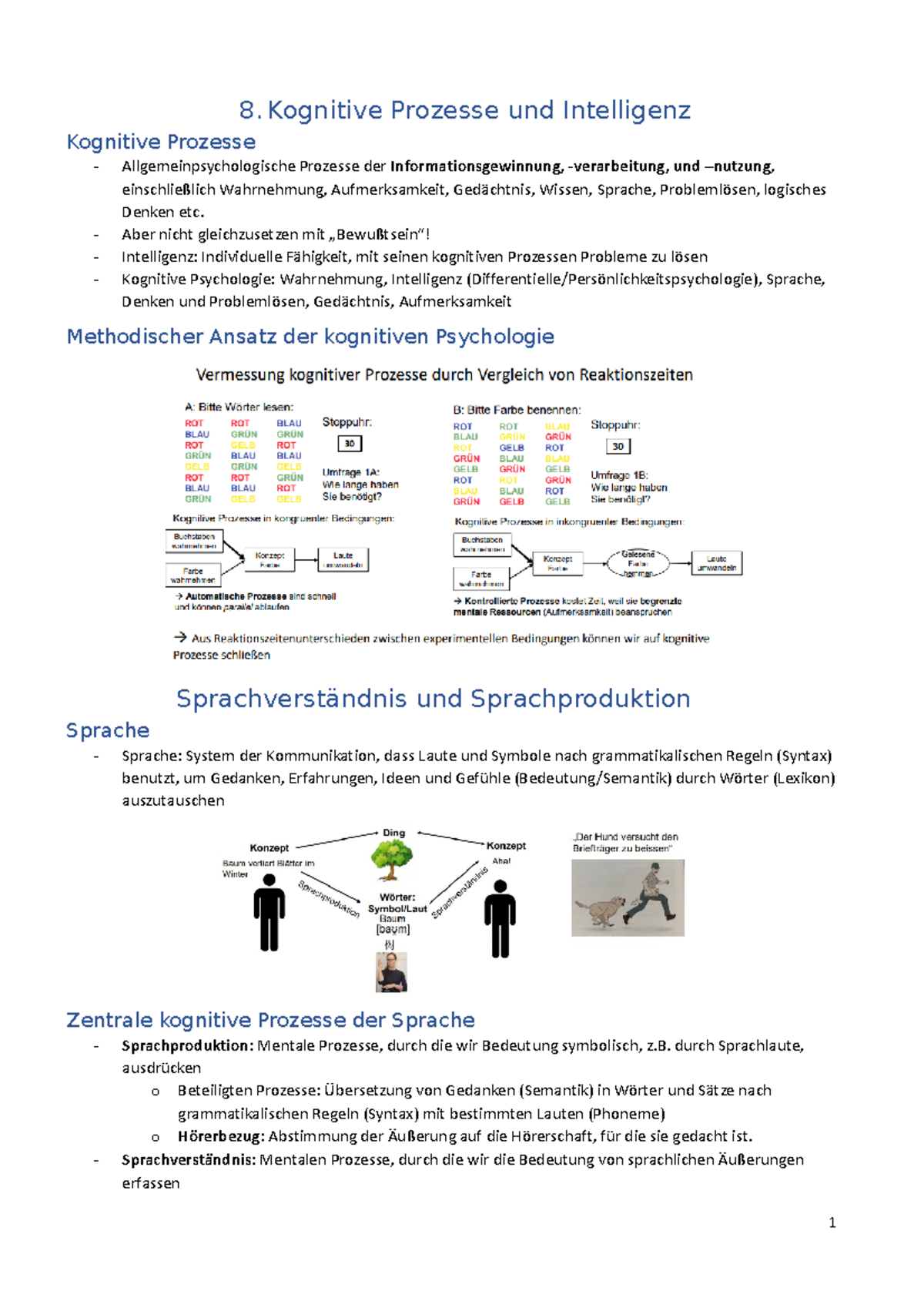 8. Kognitive Prozesse und Intelligenz - 8. Kognitive Prozesse und