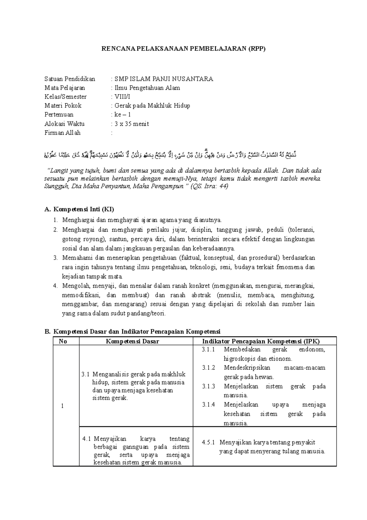 RPP IPA 8 2023 - rpp ipa kelas 8 - RENCANA PELAKSANAAN PEMBELAJARAN ...