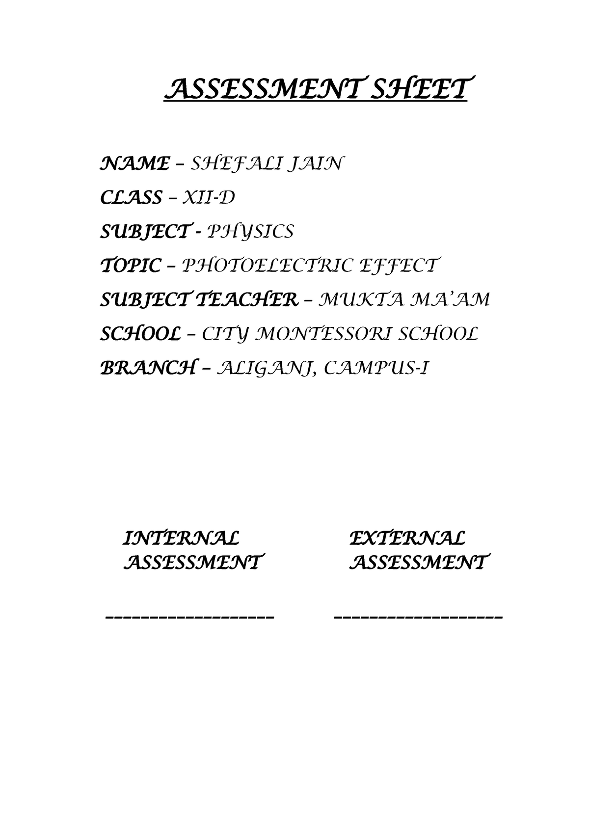 photoelectric-class-12-project-assessment-sheet-name-shefali-jain