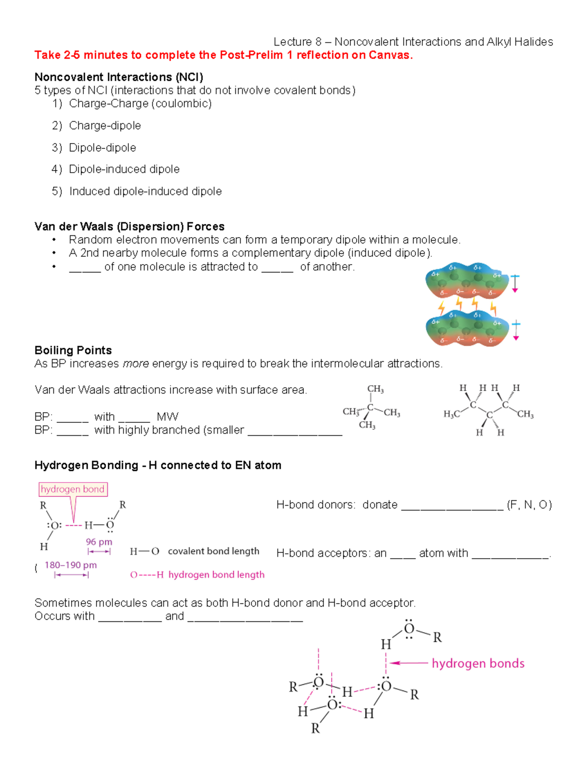 8 - Noncovalent Intermolecular Interactions and Alkyl Halides - Lecture ...