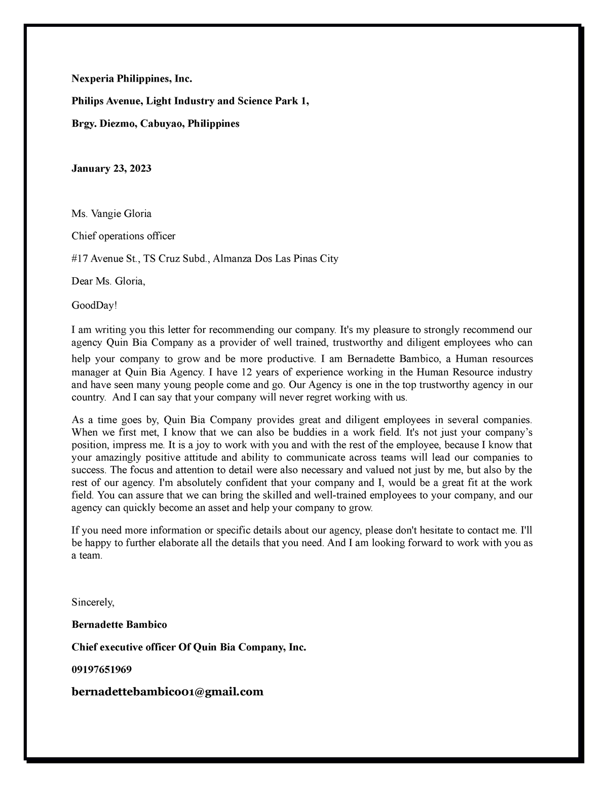 Bambico COMP1 Business Letter - Nexperia Philippines, Inc. Philips ...