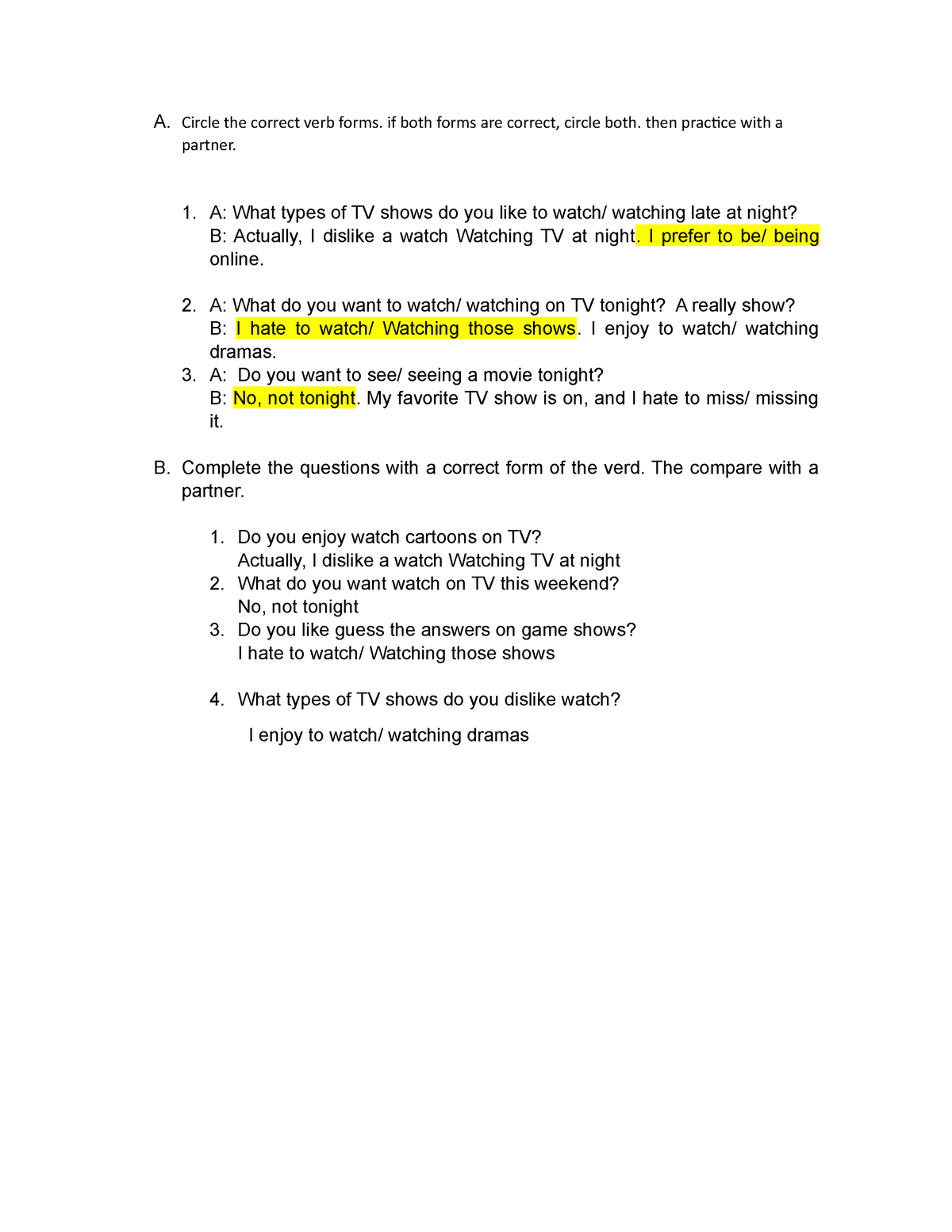 actividad-3-a-y-b-djjdjdjd-a-circle-the-correct-verb-forms-if