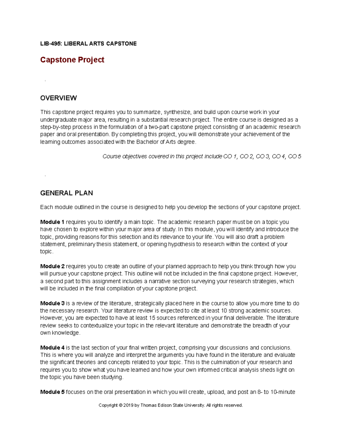 capstone project literature review