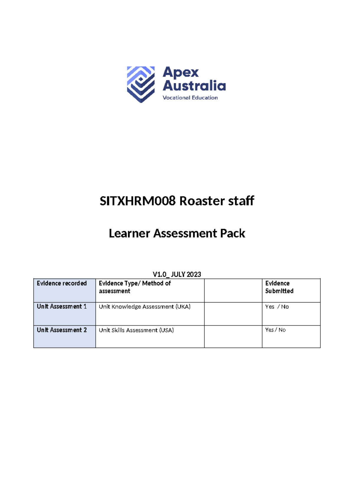 Sitxhrm 008 Learner Assessment Pack word file.v1.0 - SITXHRM008 Roaster ...