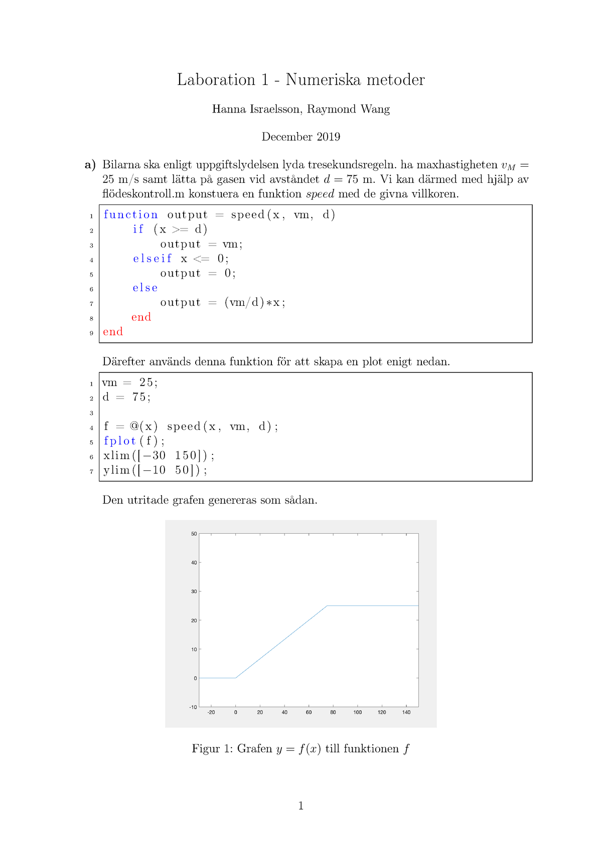 Laboration 1 - SF1544 - Laboration 1 - Numeriska Metoder Hanna ...