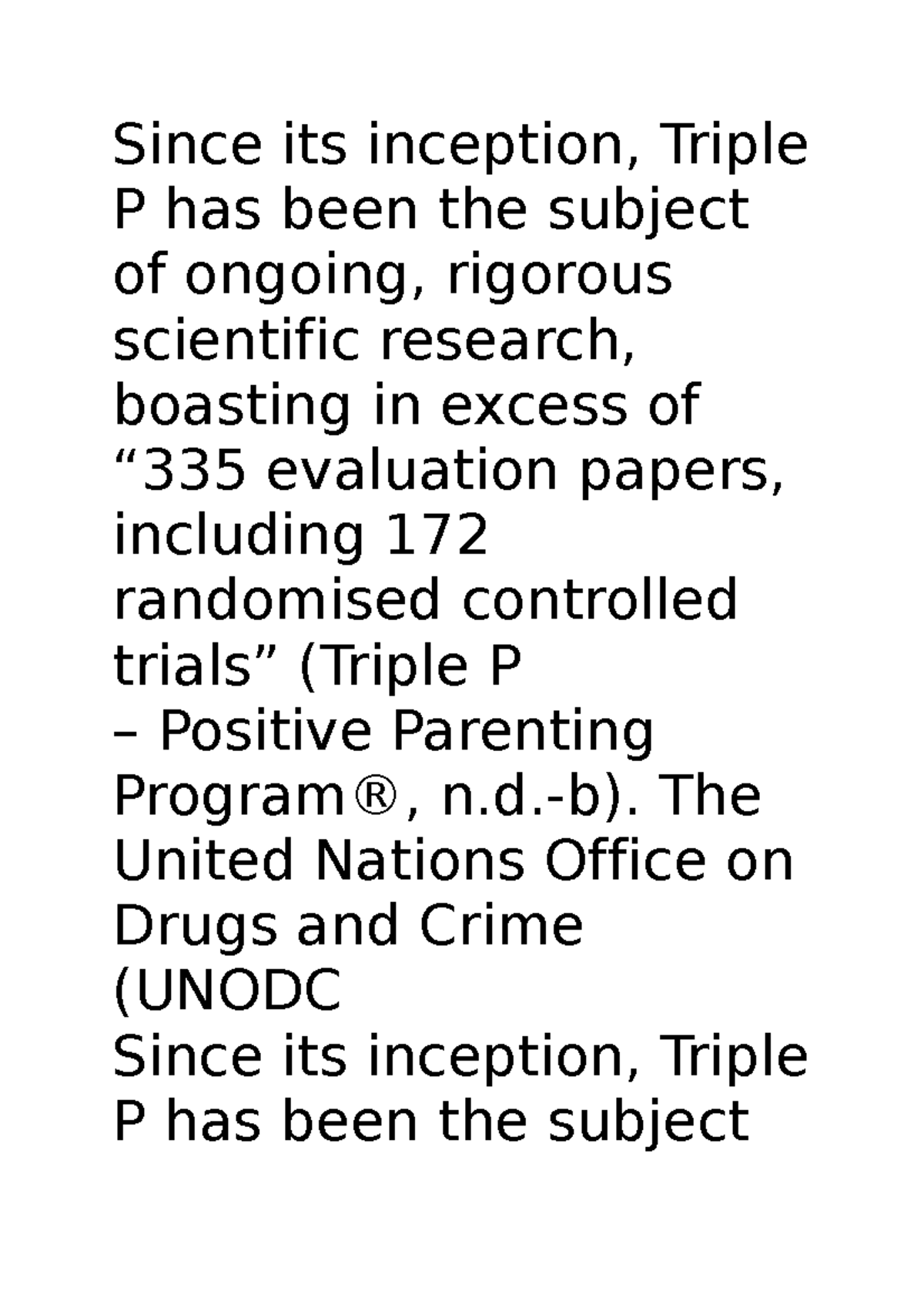 Triple P assignment 1 - nothing special. think i got a pass. - Since ...