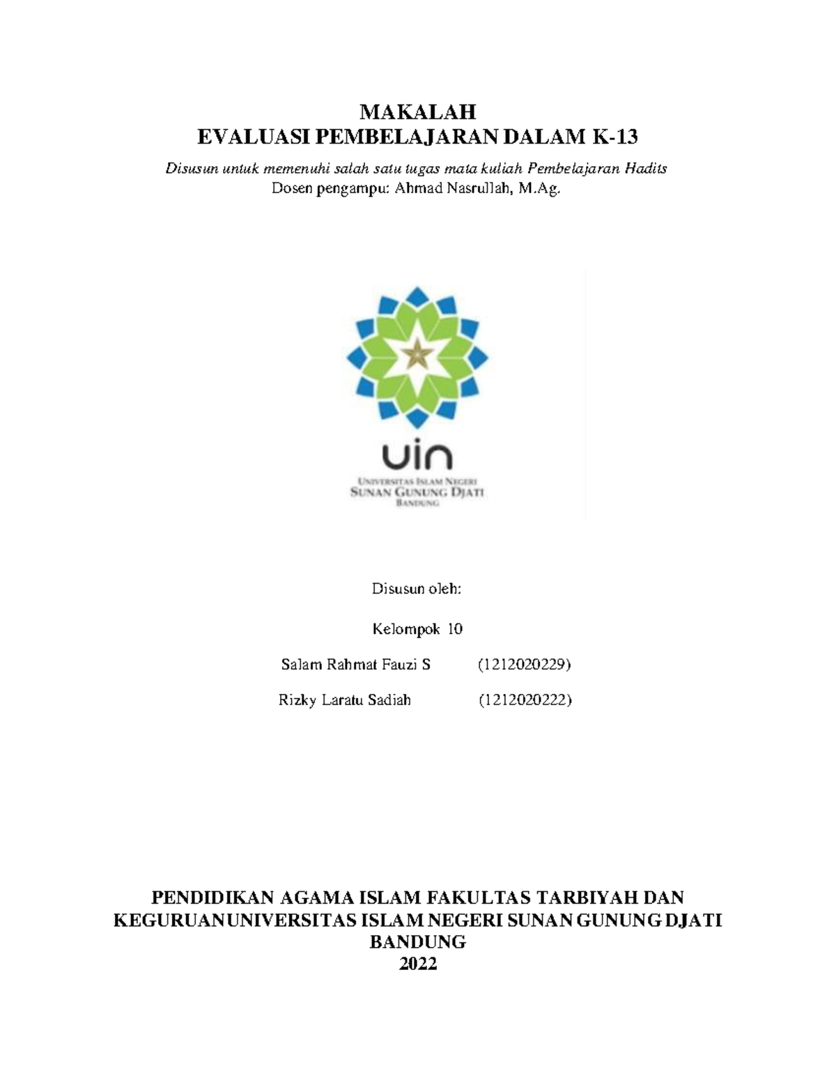 Makalah EVALUASI PEMBELAJARAN DALAM K-13 - Lengkap - MAKALAH EVALUASI ...