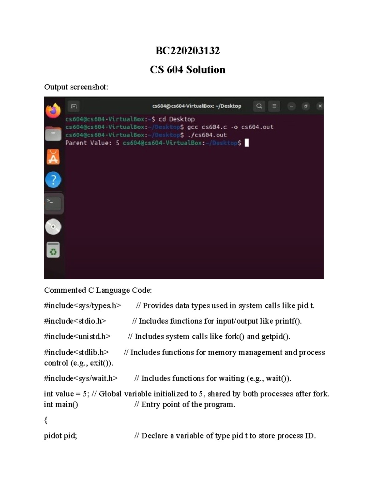 BC220203132 cs 604 - nothing - BC CS 604 Solution Output screenshot ...