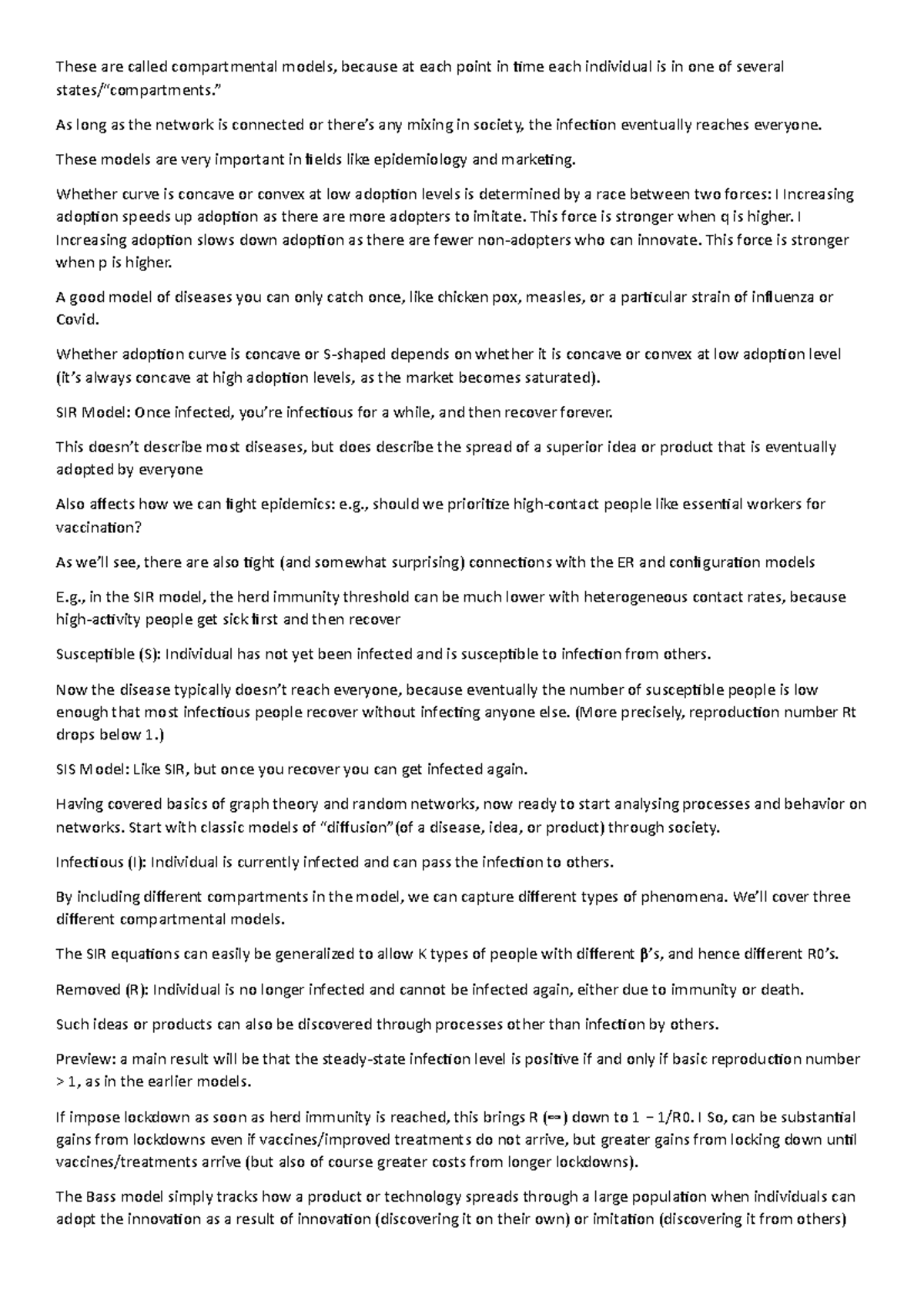 Lecture 9 - These are called compartmental models, because at each ...