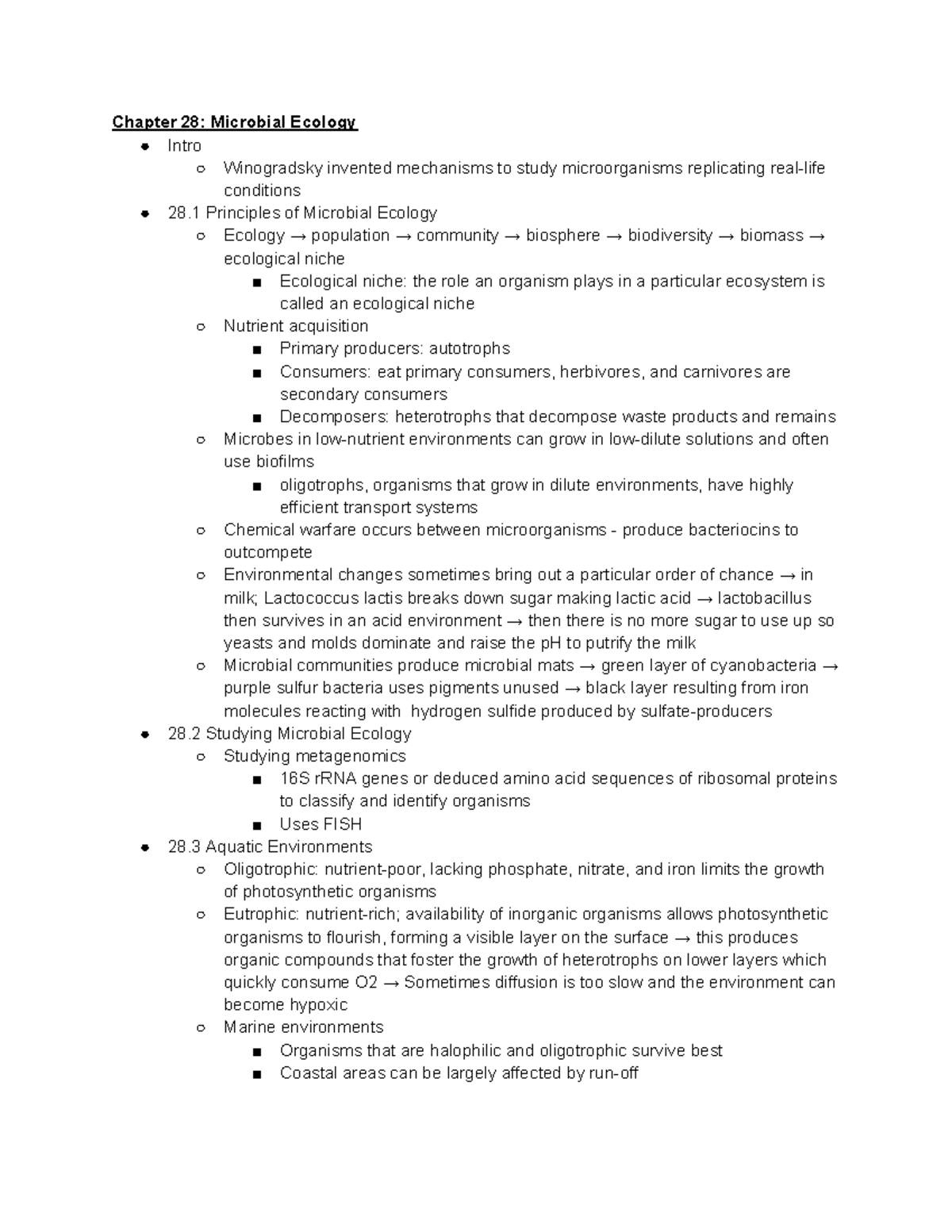 Unit 5 Notes - Chapters 28-30 - Chapter 28: Microbial Ecology Intro ...