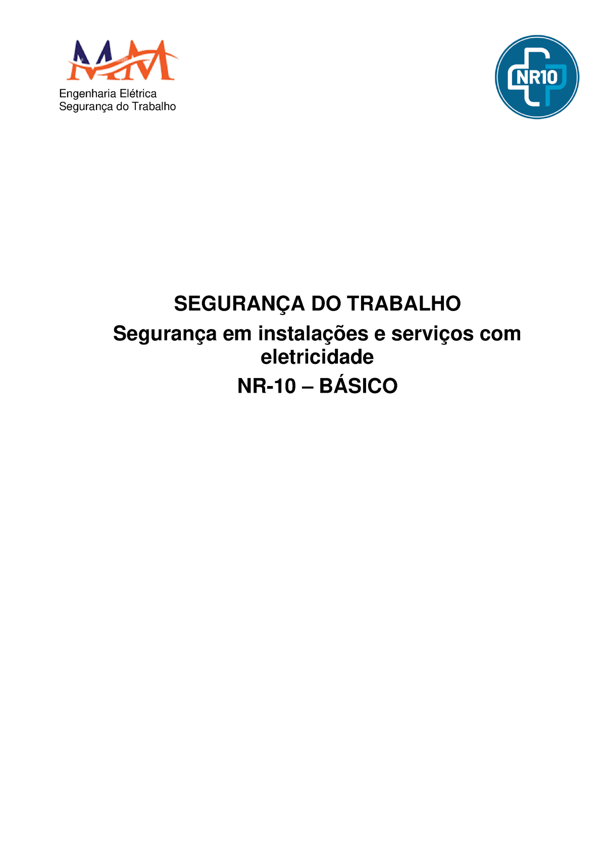 Seguran Ã§a Em Instala Ã§Ãµes E Servi Ã§os Com Eletricidade NR10 BÃ ...