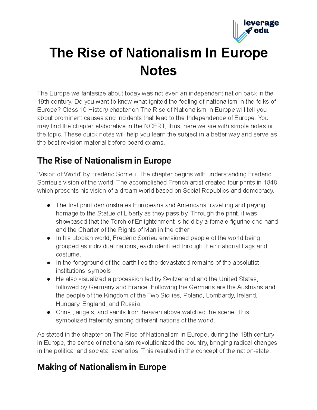 SOLUTION: (NCERT) Rise of Nationalism in Europe- handwritten notes -  Studypool