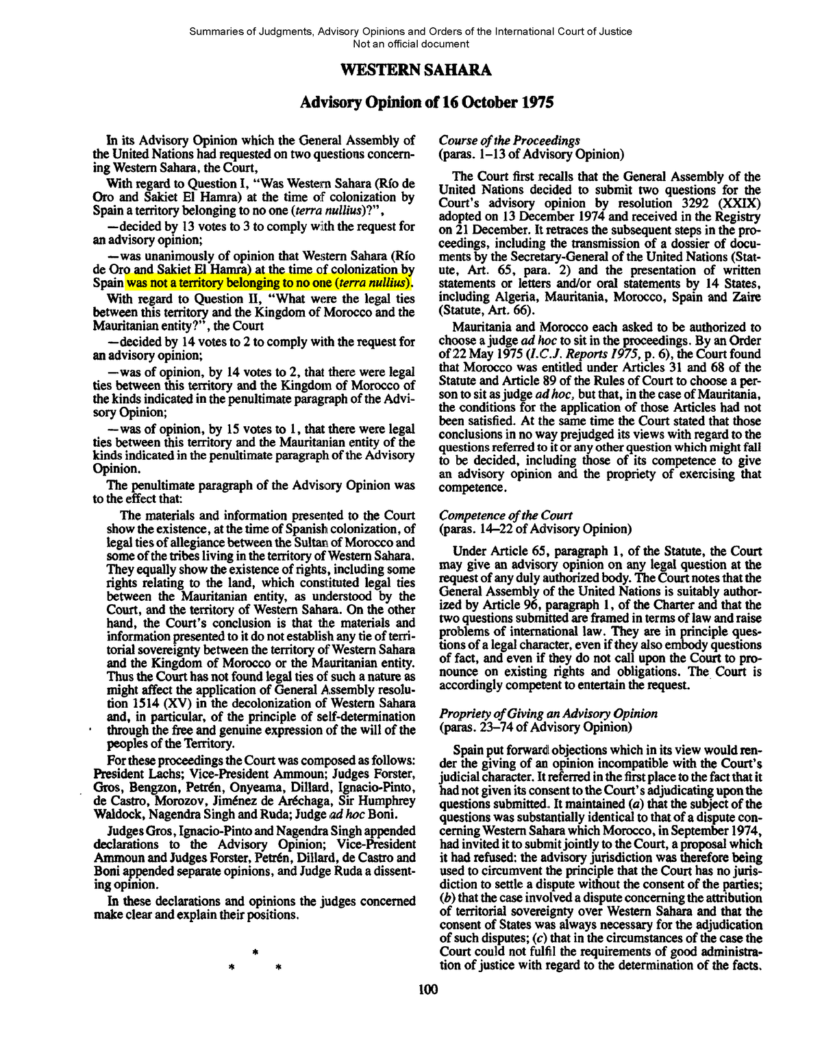 Western Sahara WESTERN SAHARA Advisory Opinion Of 16 October 1975 In   Thumb 1200 1537 