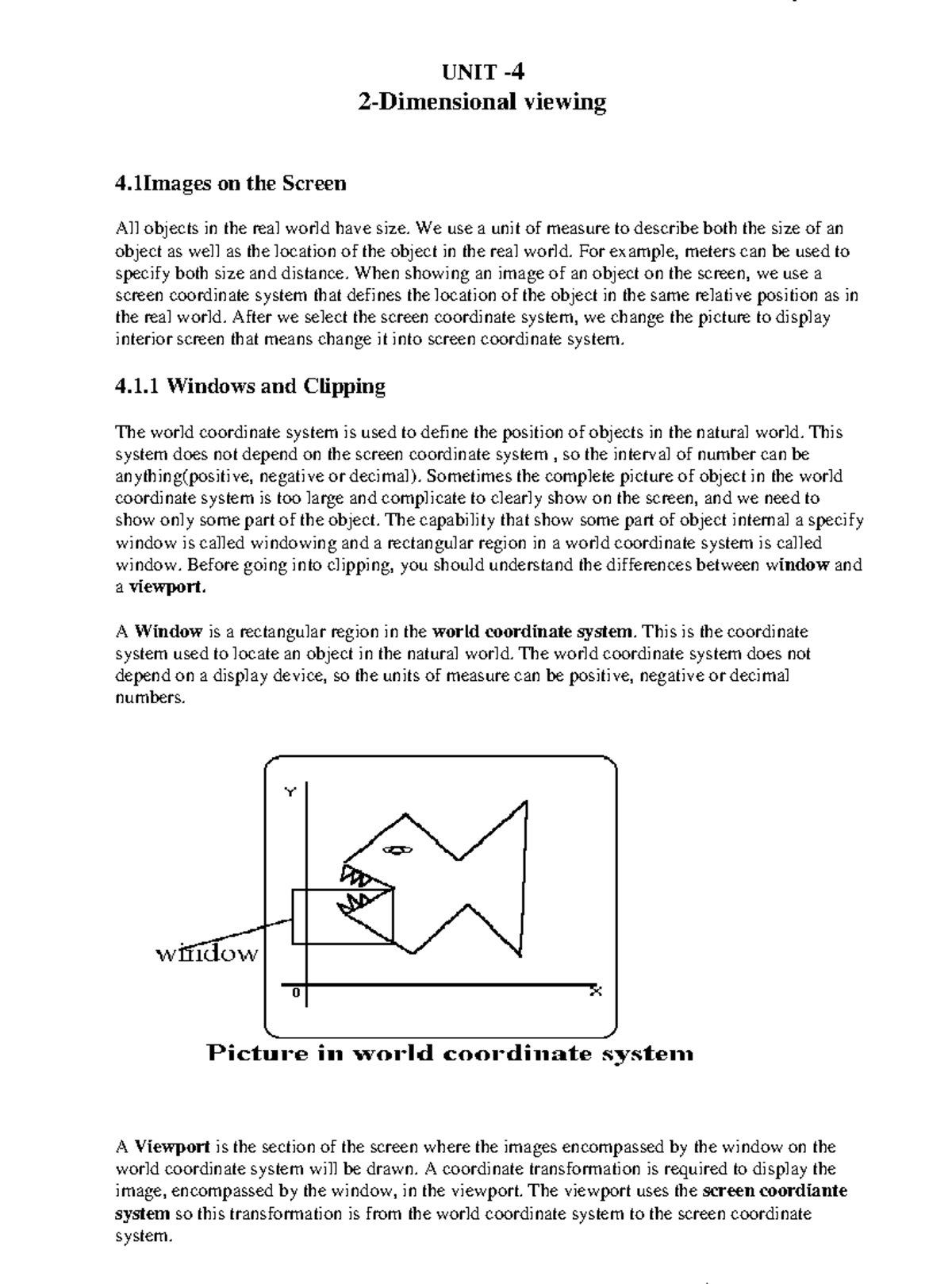 Computer-Graphics U4 - Lecture notes 1 - UNIT - 2-Dimensional viewing 4 ...