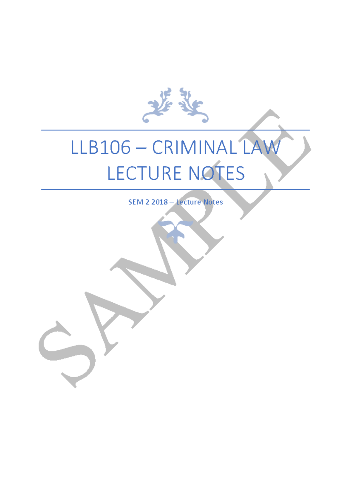 Criminal Law Basic - LLB106 – CRIMINAL LAW LECTURE NOTES SEM 2 2018 ...