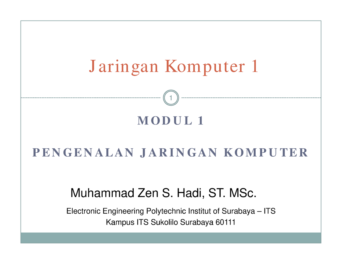 Modul 1 Pengenalan Jaringan Komputer 2 - J Aringan Kom Puter 1 1 M O D ...