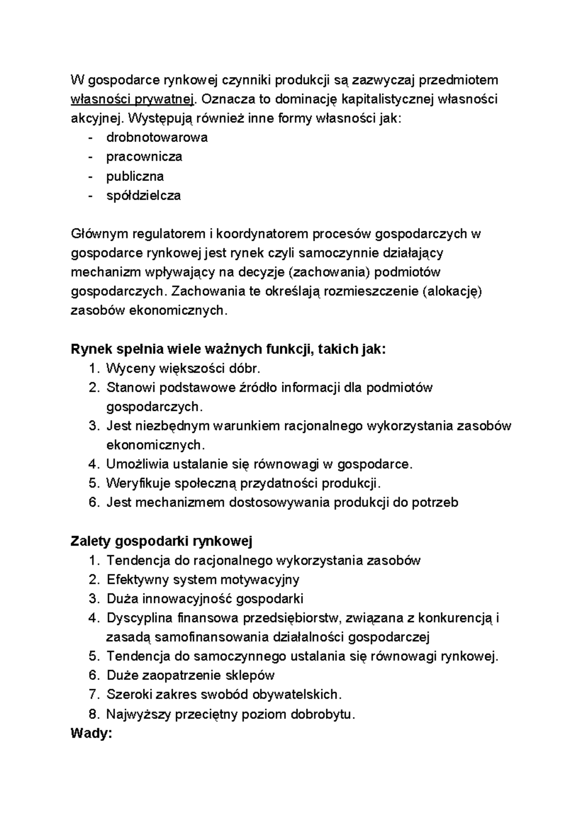 Wiedza o gospodarce rynkowej 2 - przedmiotem jak: drobnotowarowa