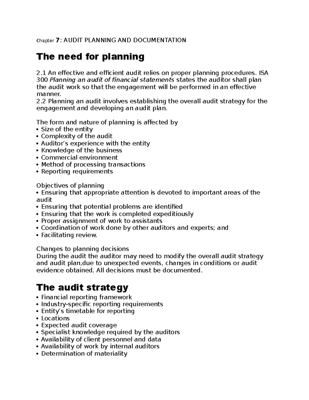 Chapter 7 Audit Plan - Summary Of Course Notes Which Can Be Great For ...