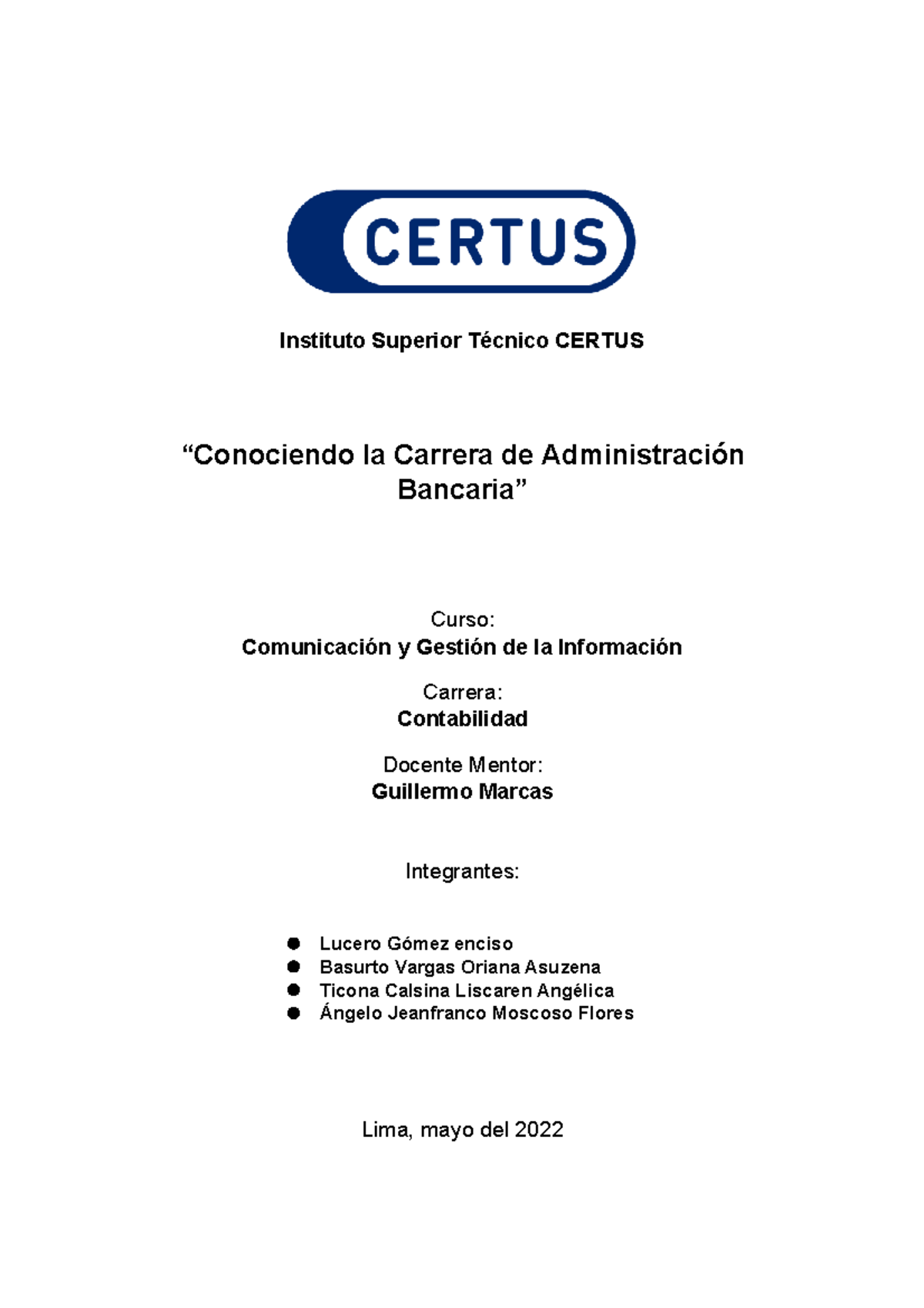 Informe DE Administracion Bancaria R79 - Instituto Superior Técnico ...