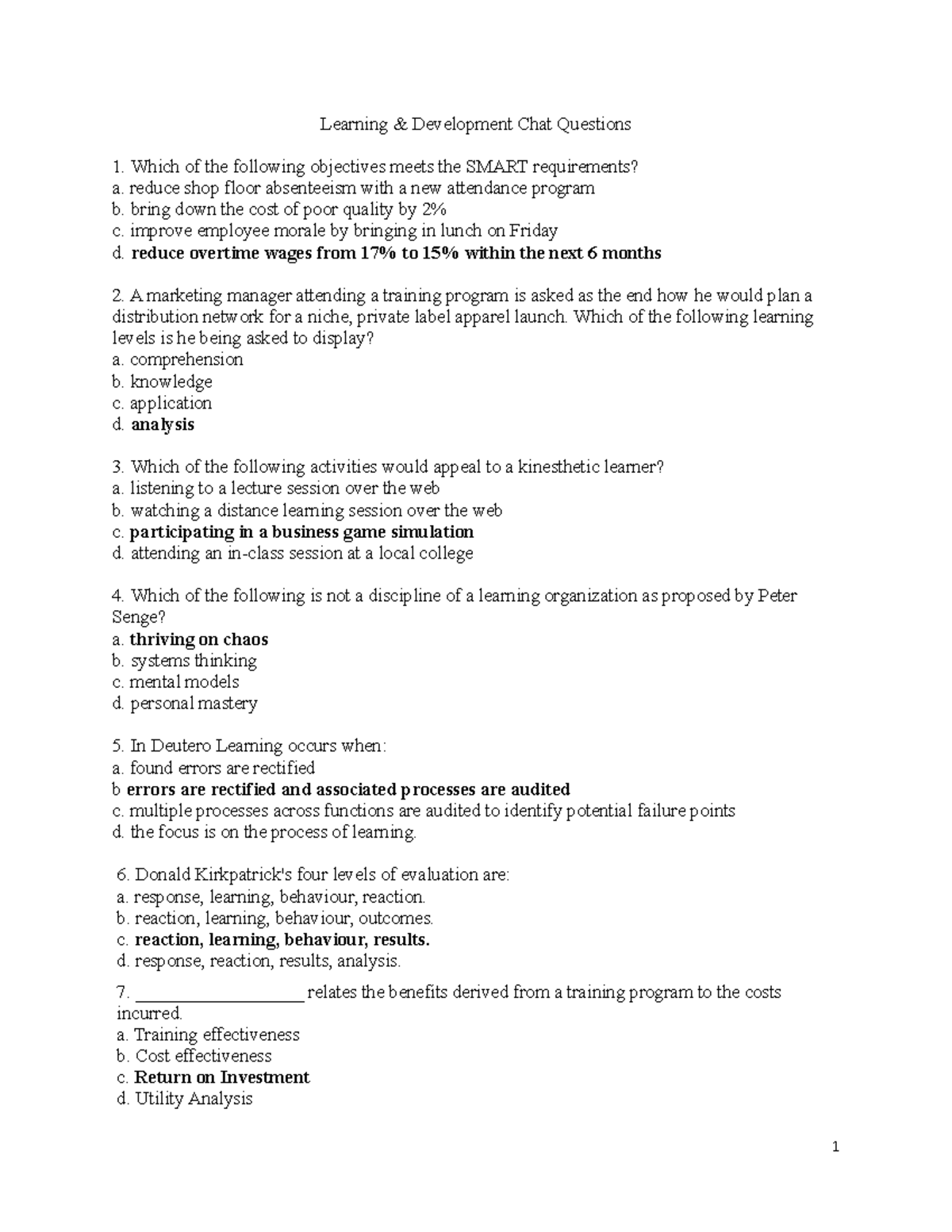 Learning development practice questions with answers - Learning ...