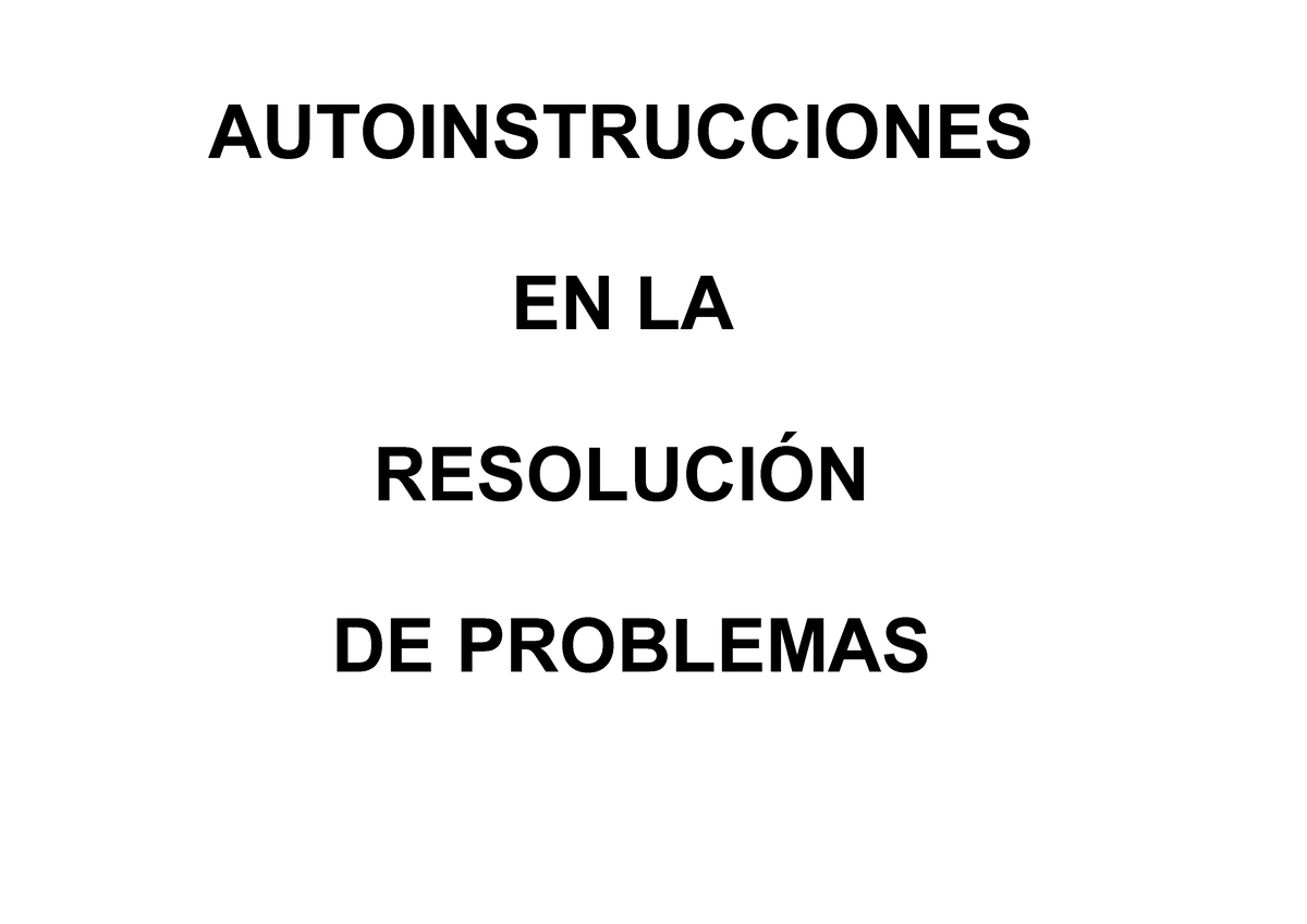 Entrenamiento En Autoinstrucciones De Problemas Primaria ...