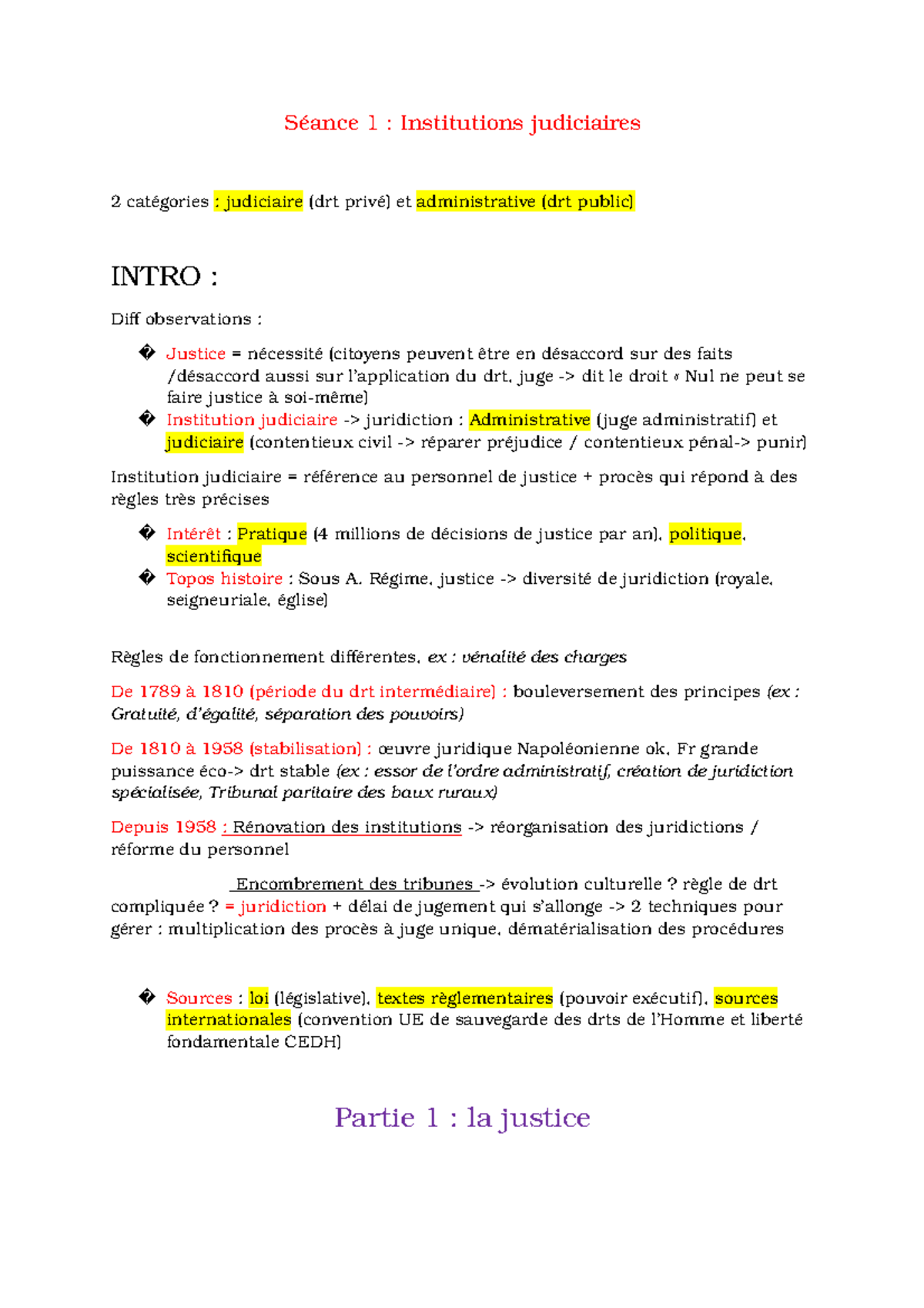 Séance Sur Les Institutions Judiciaires Cours De Droit - Séance 1 ...