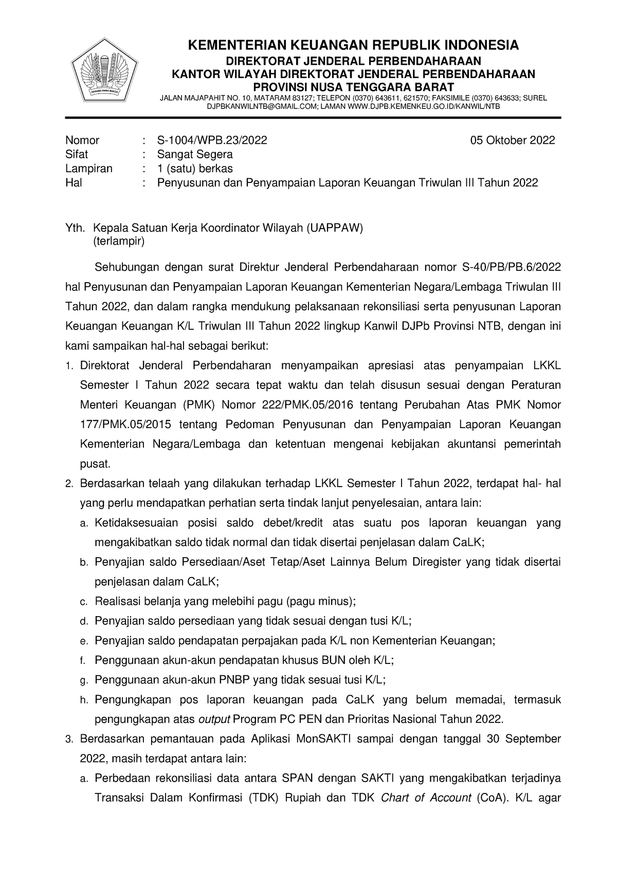 S-1004-WPB - Info - KEMENTERIAN KEUANGAN REPUBLIK INDONESIA DIREKTORAT ...