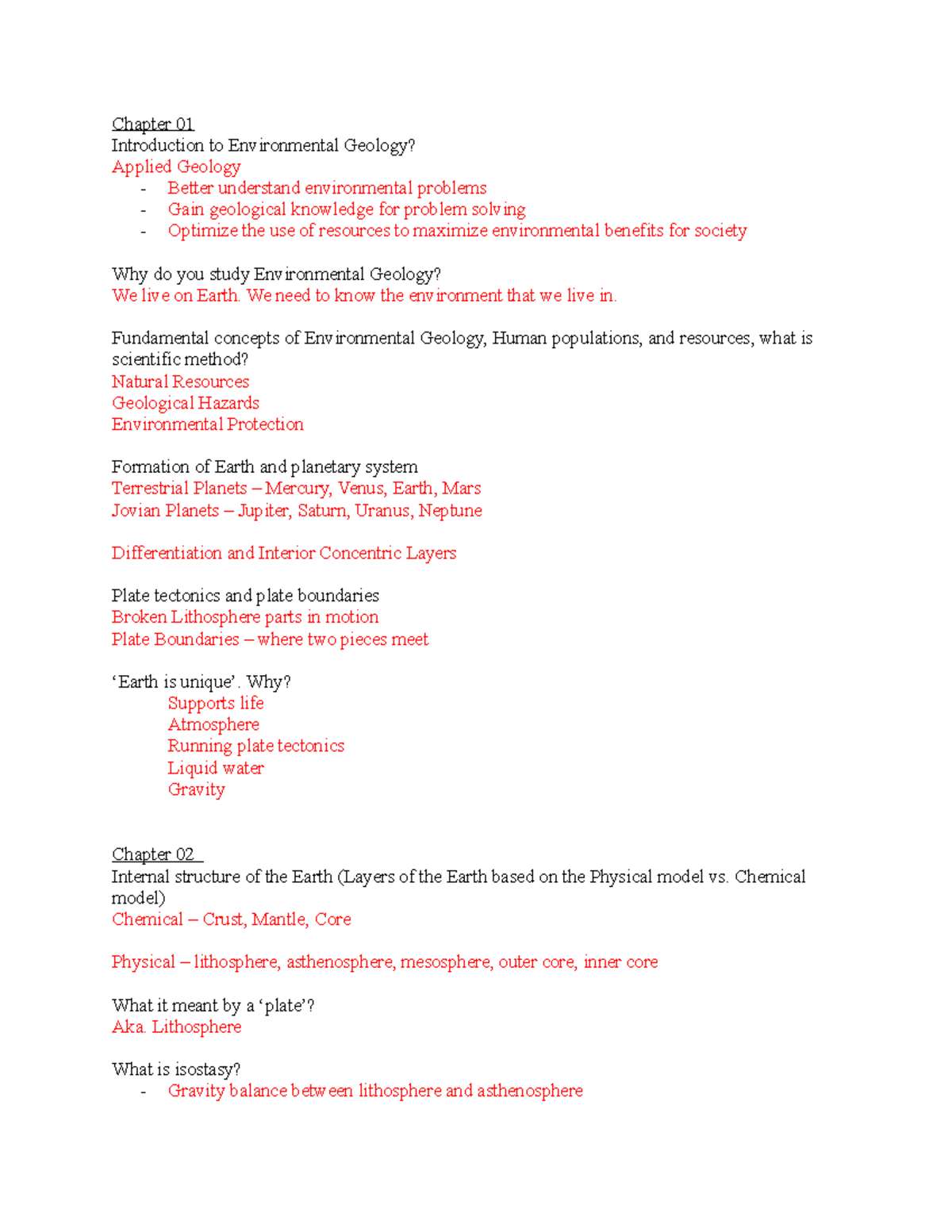 Study Guide For Geol 105 EXAM 01 - Chapter 01 Introduction To ...