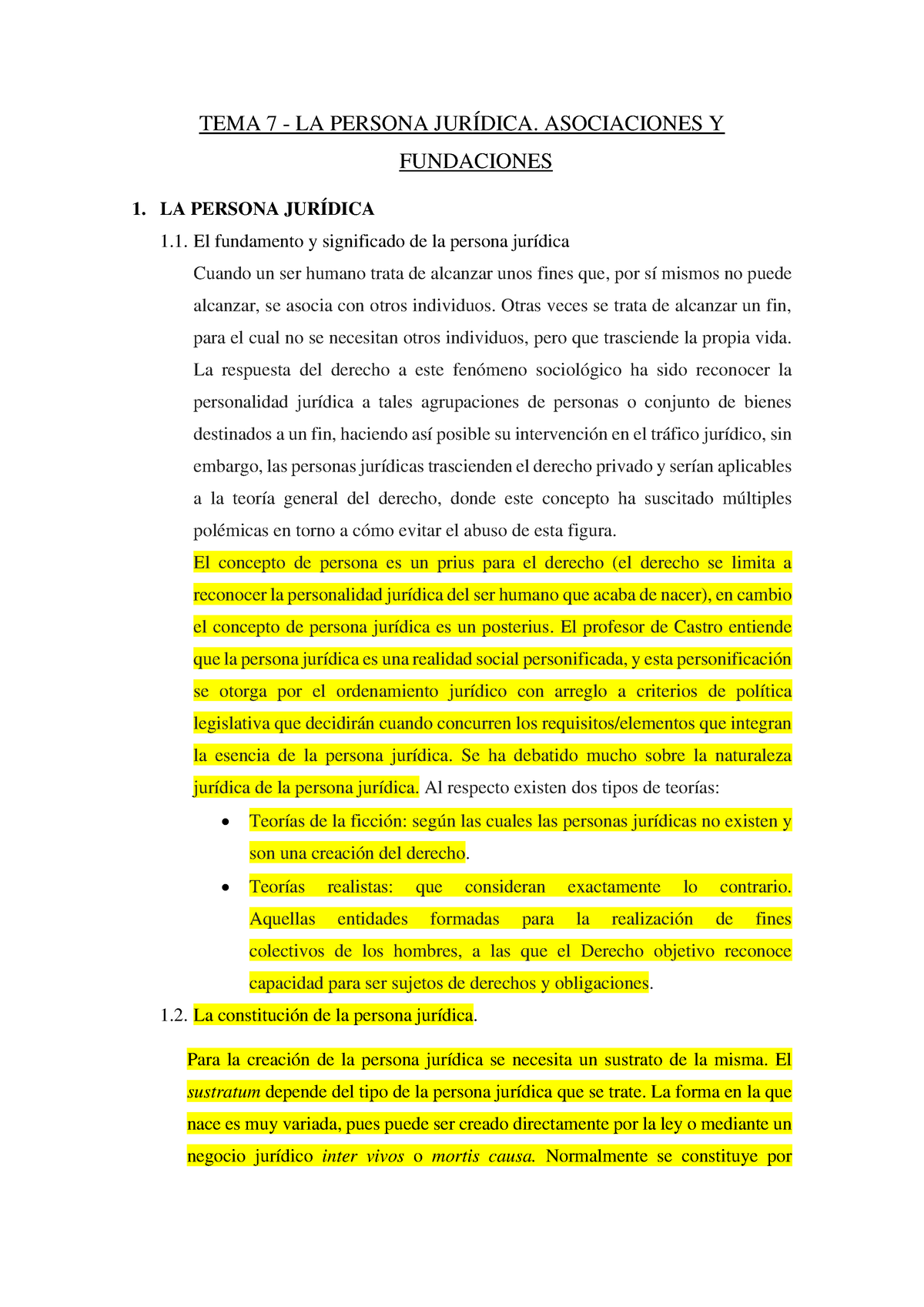 Tema 7 La Persona Jurídica Asociaciones Y Fundaciones Tema 7 La