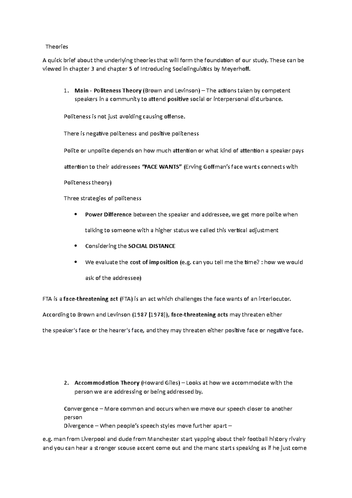 Theories - Lecture notes 1-9 - Theories A quick brief about the ...