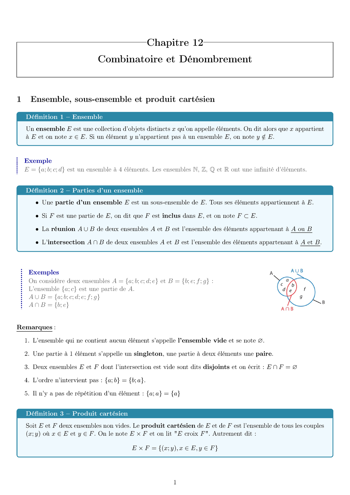 12 - Cours Combinatoire Et Dénombrement - Chapitre 12 Combinatoire Et ...